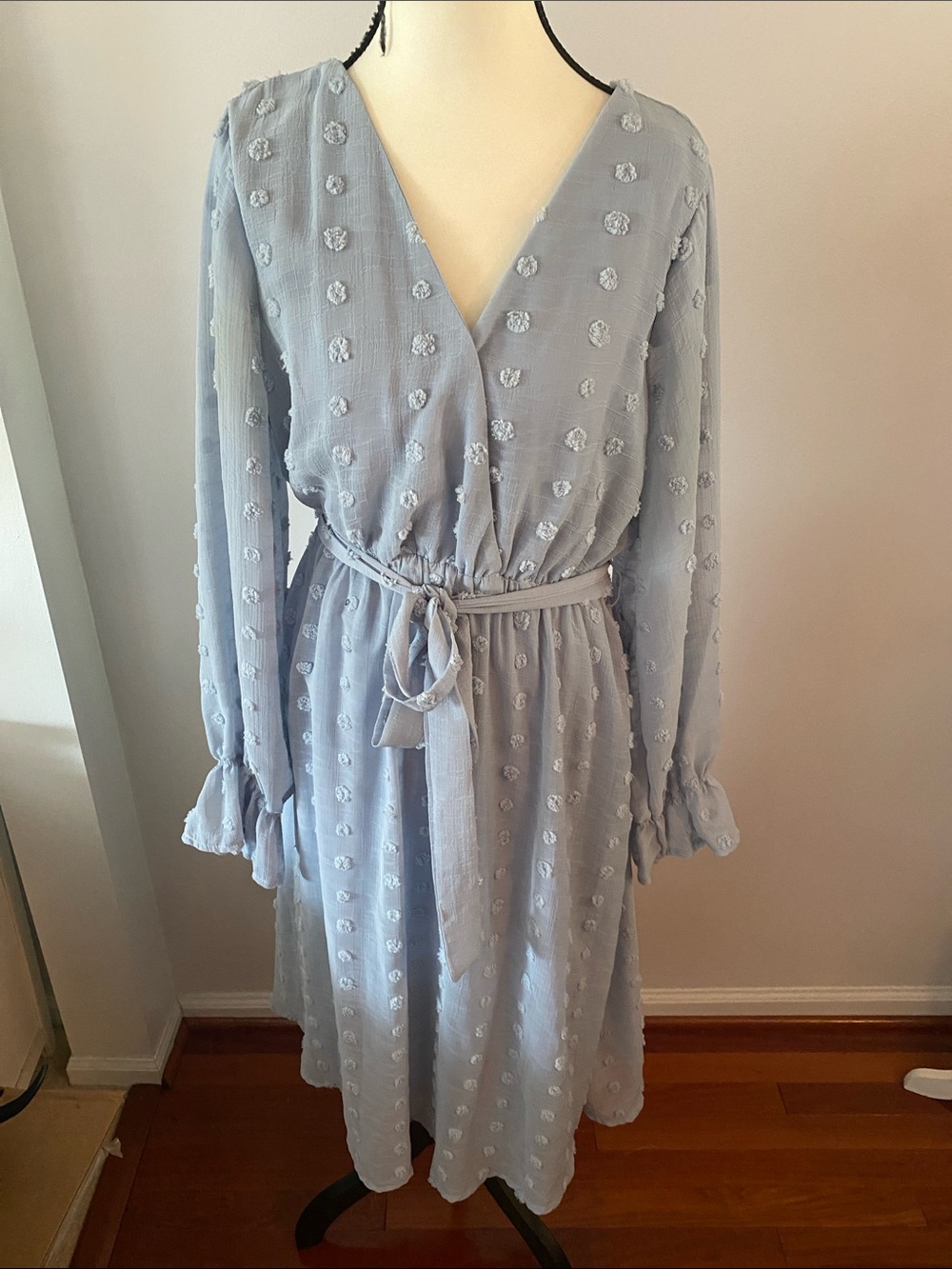 Baltic Born size large light blue lined belted dress